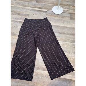 Bombay Paisley Polka Dot Wide Leg‎ Pants Black Green Size S